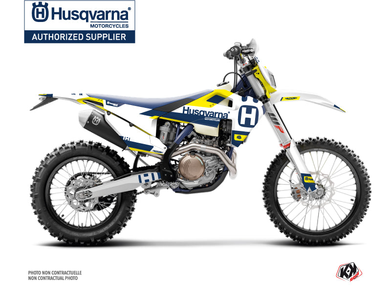 Husqvarna 250 TE Dirt Bike Block Graphic Kit Blue Yellow