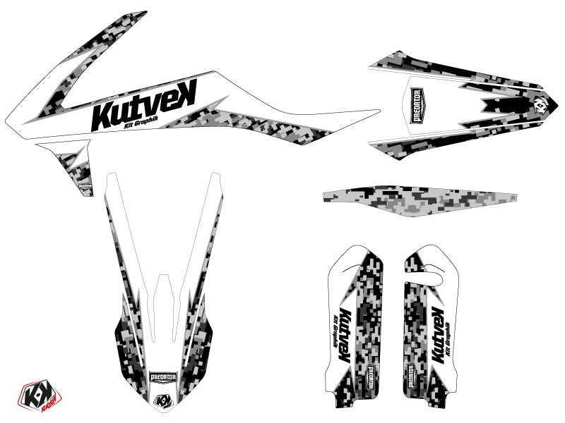 KTM 125 SX Dirt Bike Predator Grafikkit Weiß