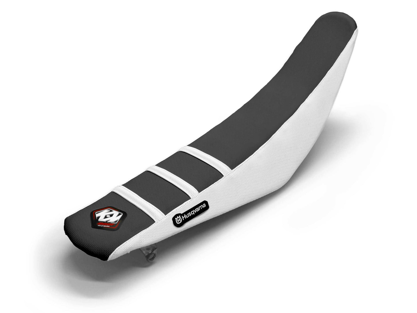 Weiß/Schwarzer Sitzbezug 3-Rippen - HUSQVARNA FE 501 (2015-2024)
