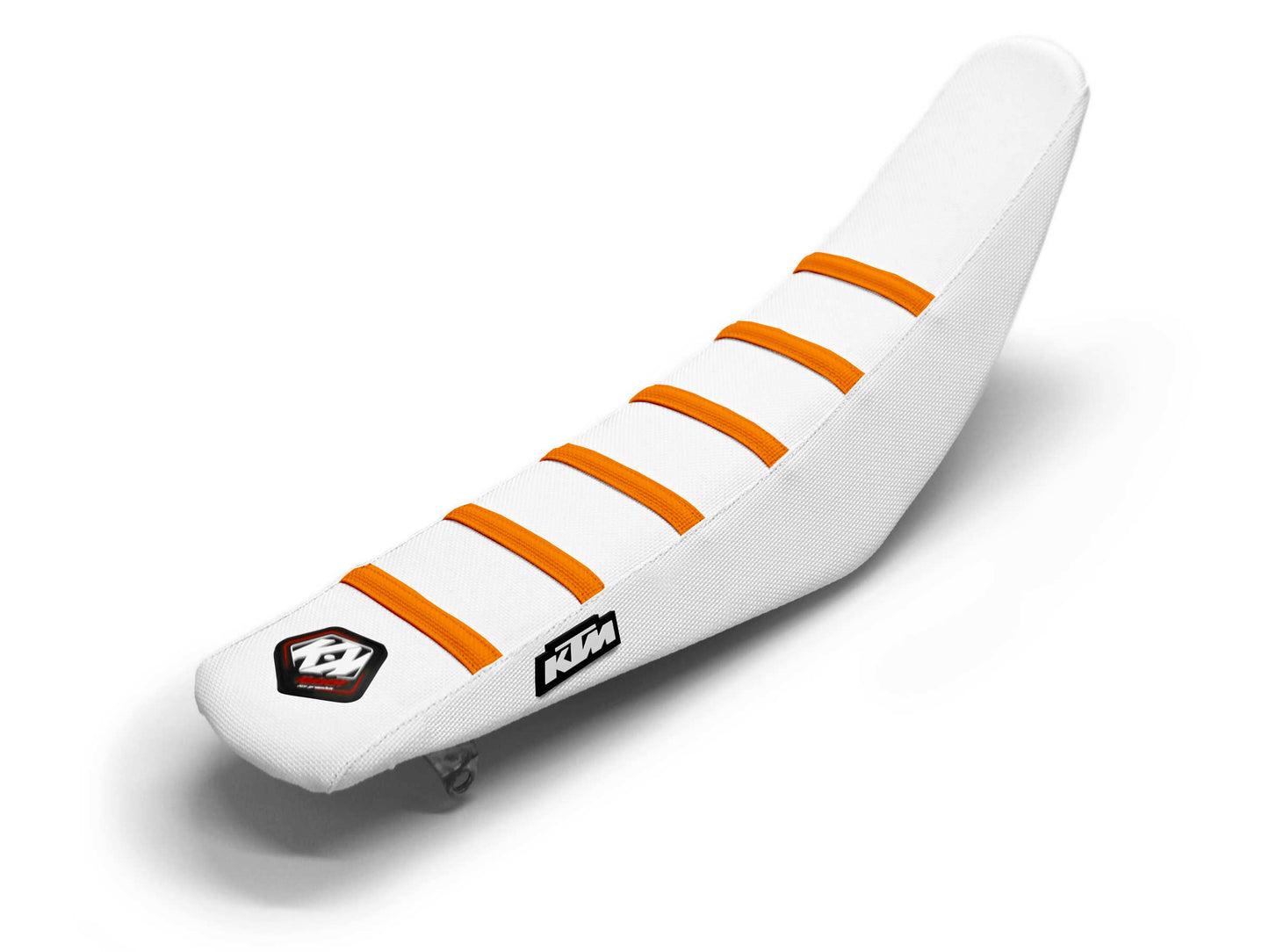 Weiß/Orangefarbener Sitzbezug 6-Rippen - KTM EXC 500 F (2008-2024)