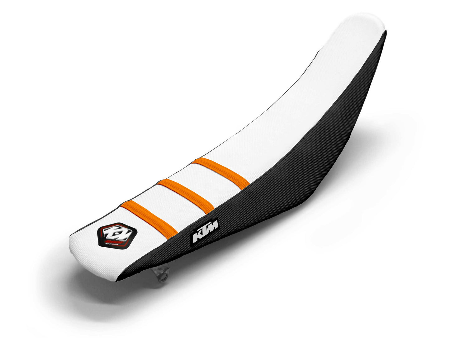 Sitzbezug Weiß/Schwarz/Orange, 3-Rippen - KTM SX 250 (1993-2023)