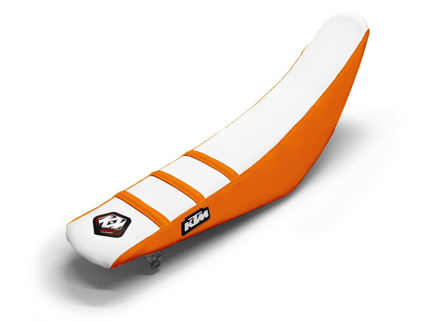 Weiß/Orangefarbener Sitzbezug 3-Rippen - KTM ENDURO 690 R (2008-2019)