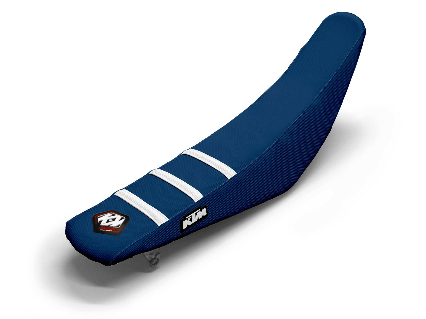 Weißer/Marineblauer Sitzbezug mit 3 Rippen - KTM EXC 500 F (2008-2024)