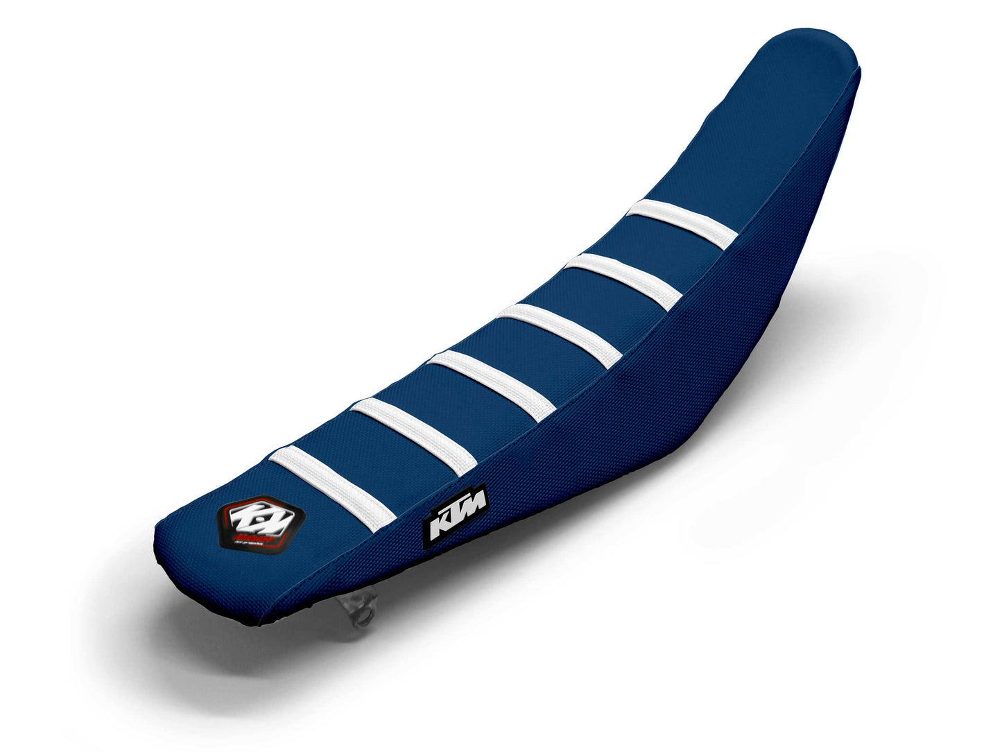 Sitzbezug Weiß/Marineblau, 6 Rippen - KTM XC 300 (2012-2022)