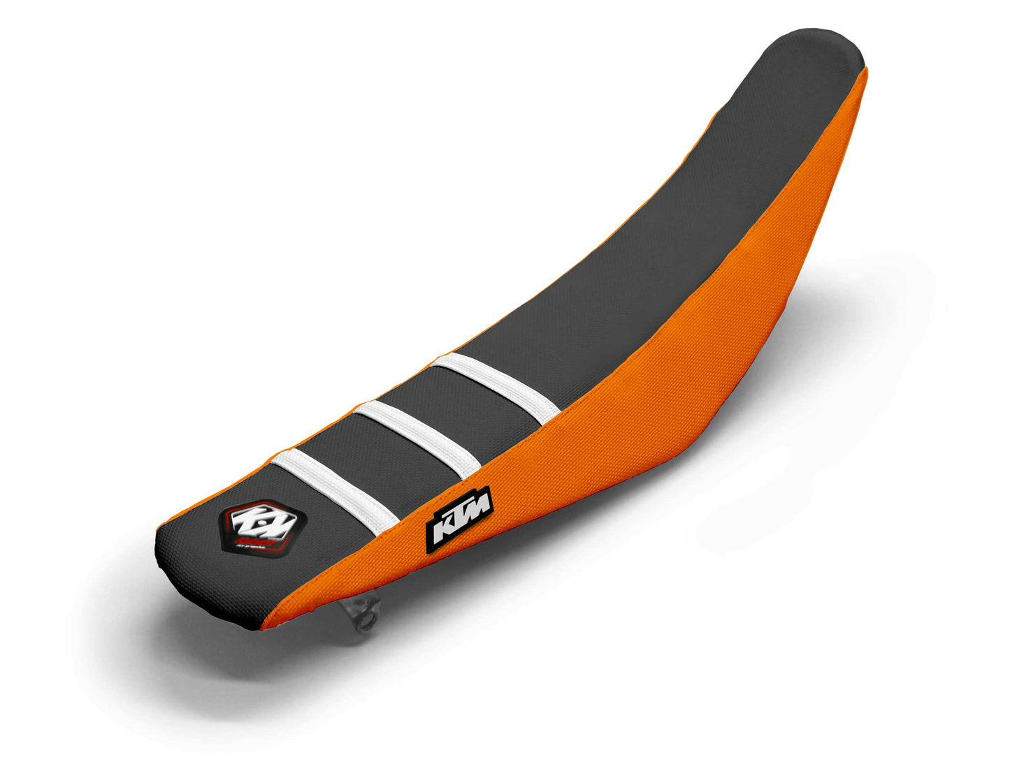 Sitzbezug Weiß/Schwarz/Orange, 3-Rippen - KTM SX 65 (2002-2024)