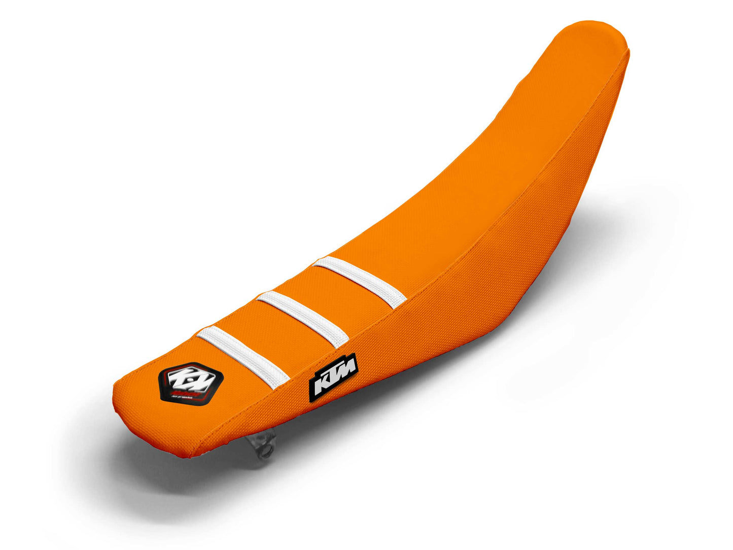 Weiß/Orangefarbener Sitzbezug 3-Rippen - KTM EXC 450 F (2008-2024)