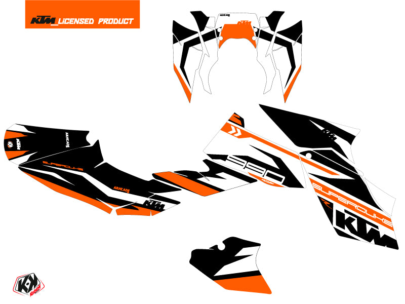 KTM Super Duke 990 R Straßenmotorrad Arkade Grafik-Kit Orange Weiß