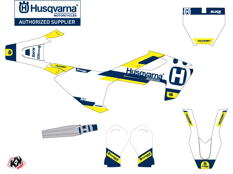 Husqvarna TC 65 Dirt Bike Block Grafik-Kit Blau Gelb