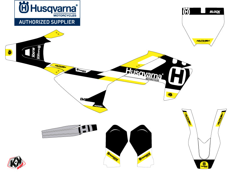 Husqvarna TC 65 Dirt Bike Block Grafik-Kit Schwarz Gelb