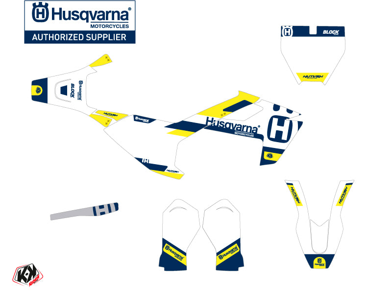 Husqvarna EE-5 Dirt Bike Block Grafik-Kit Blau Gelb