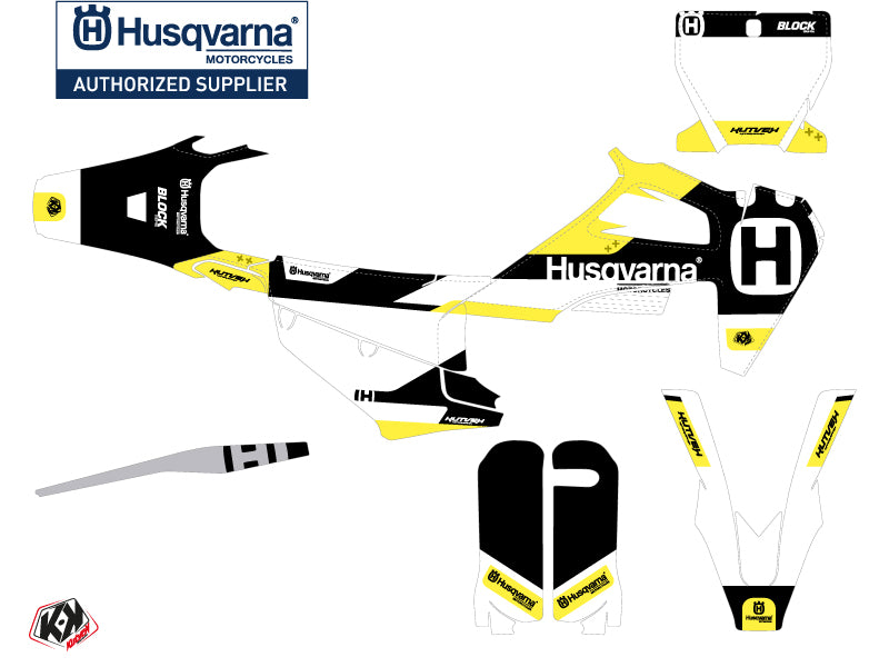 Husqvarna TC 250 Dirt Bike Block Grafik-Kit Schwarz Gelb