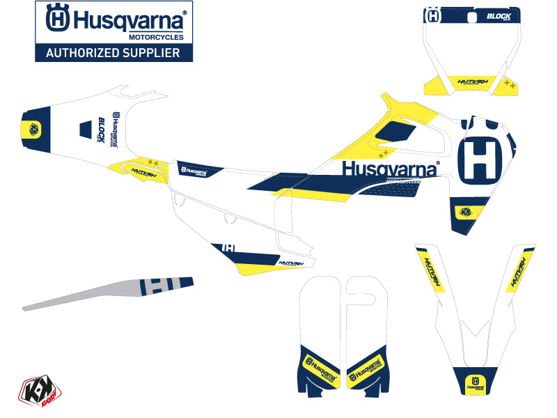 Husqvarna FC 350 Dirt Bike Block Grafik-Kit Blau Gelb
