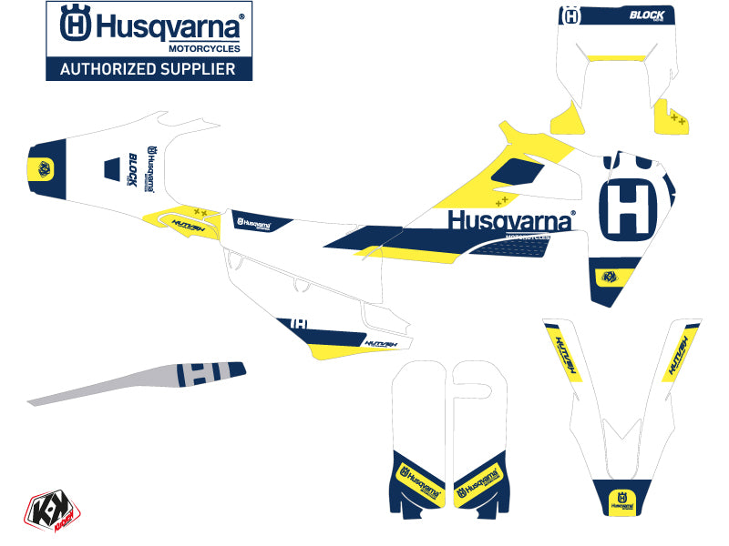 Husqvarna 250 FE Dirt Bike Block Grafik-Kit Blau Gelb