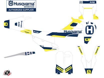 Husqvarna 501 FE Dirt Bike Block Grafik-Kit Blau Gelb