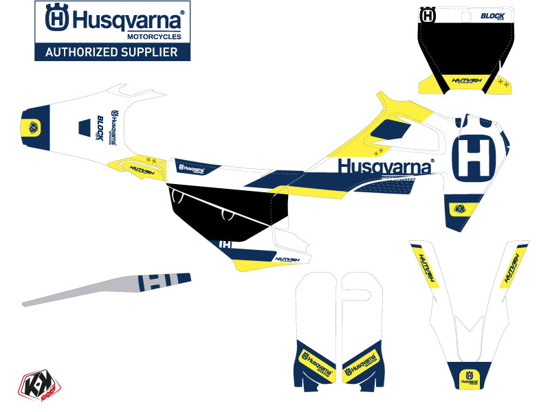 Husqvarna TC 125 Dirt Bike Block Grafik-Kit Blau Gelb