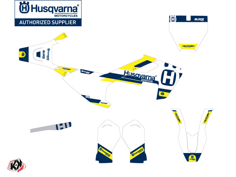 Husqvarna TC 50 Dirt Bike Block Grafik-Kit Blau Gelb