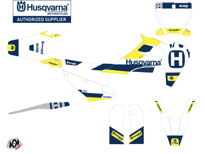 Husqvarna 450 FS Dirt Bike Block Grafik-Kit Blau Gelb