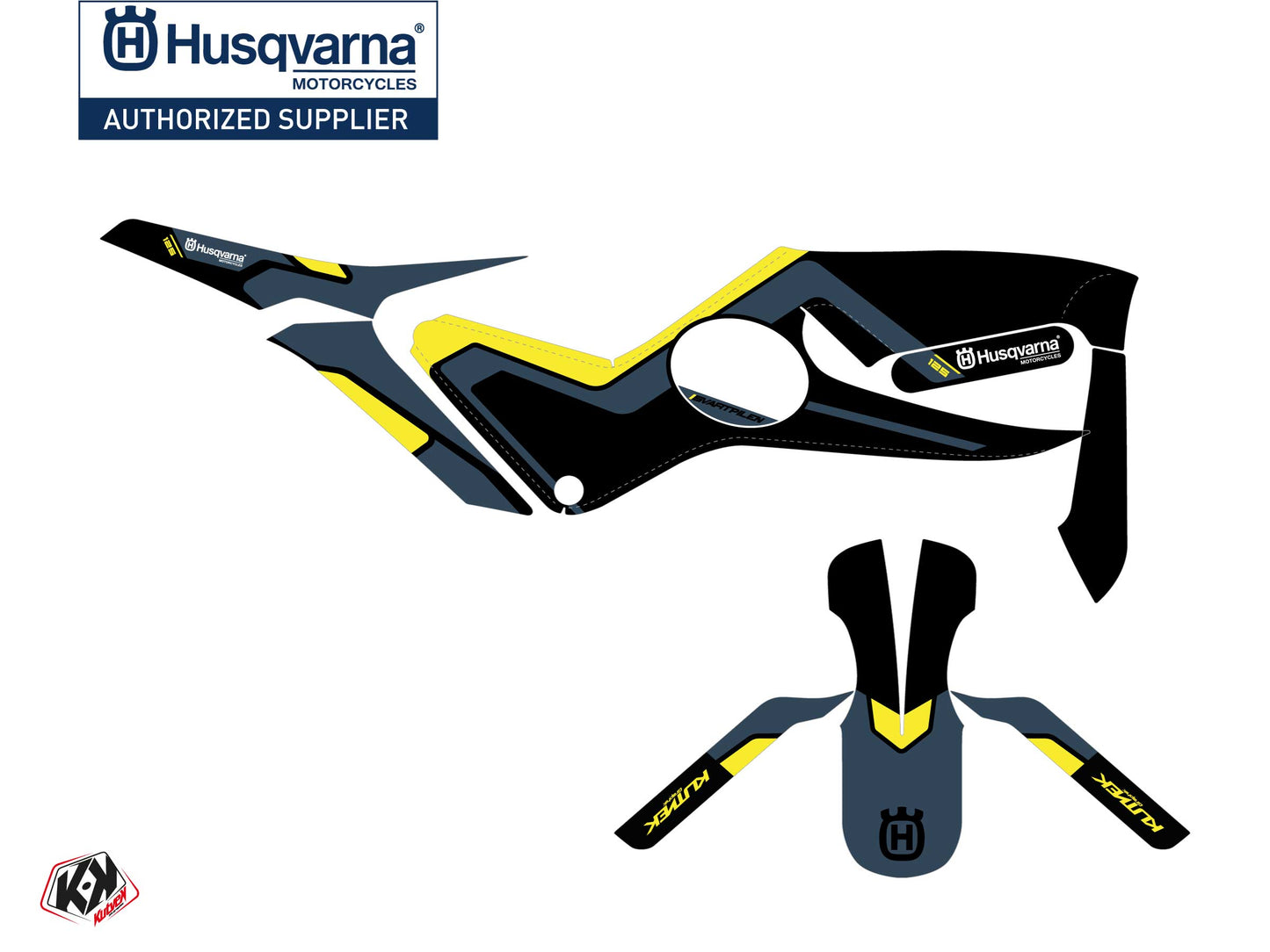 Husqvarna Svartpilen 125 Street Bike Bobber Grafik-Kit Blau Gelb