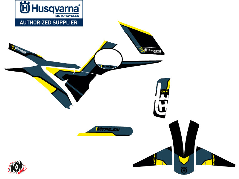 Husqvarna Vitpilen 701 Street Bike Bobber Grafikkit Blau Gelb