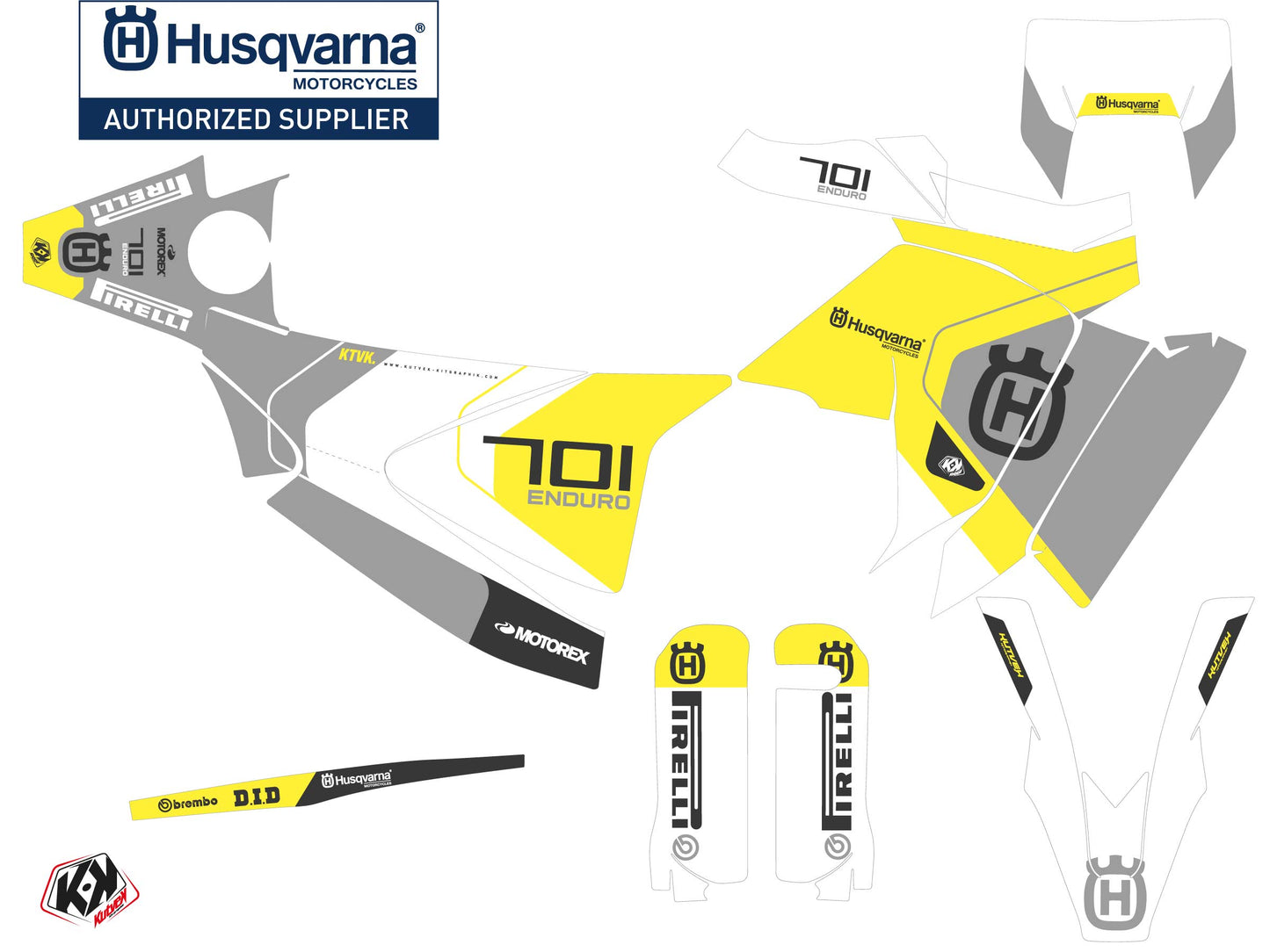 Husqvarna 701 Enduro LR Dirt Bike Discovery Grafikset Grau