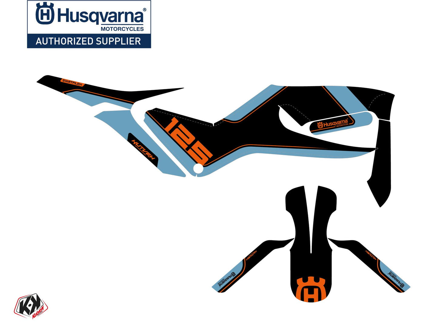 Husqvarna Svartpilen 125 Straßenrad DUSK Grafikset Blau Schwarz