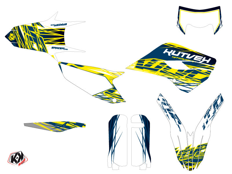 Husqvarna 125 TE Dirt Bike Radiergummi-Grafikset Gelb Blau