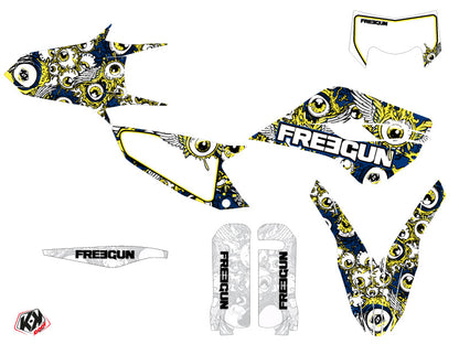 Husqvarna 125 TE Dirt Bike Freegun Eyed Grafikset Blau Gelb