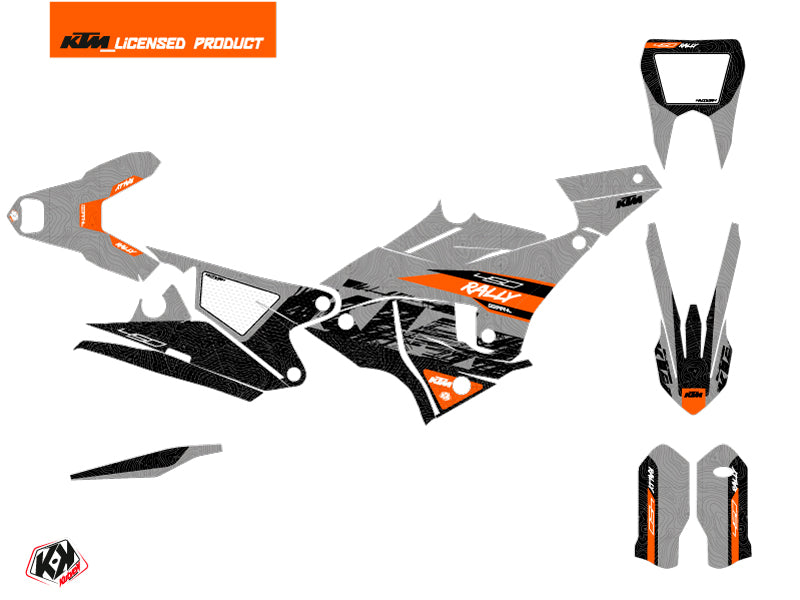 KTM 450 Rally Dirtbike Ausrüstungs-Grafikset Grau Orange