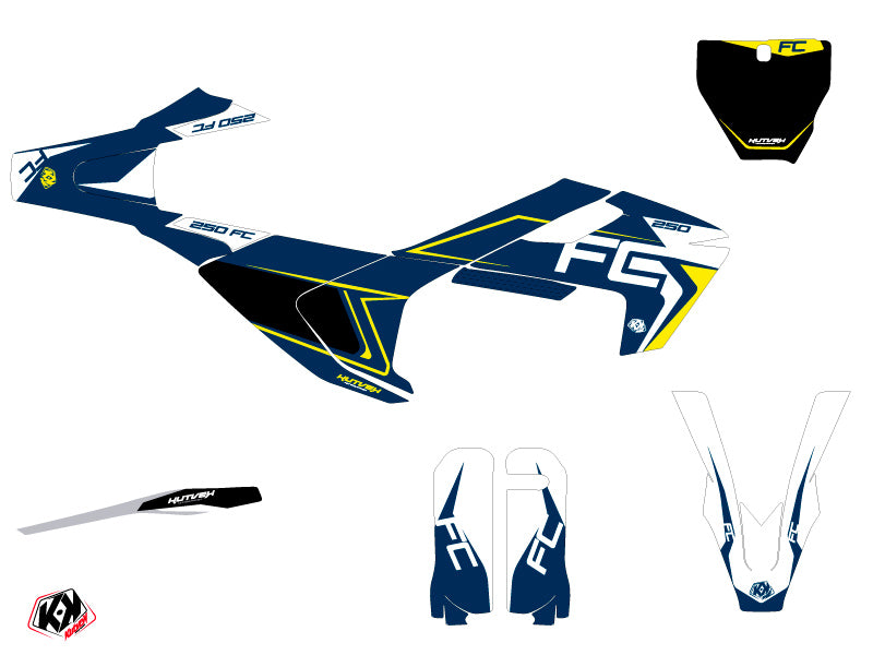 Husqvarna FC 250 Dirt Bike Halftone Grafik-Kit Weiß Blau