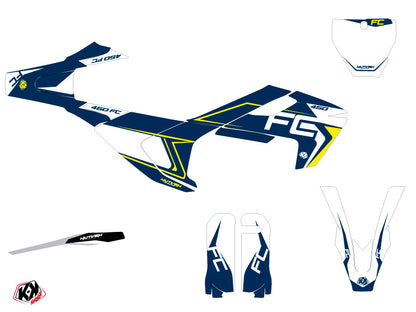 Husqvarna FC 450 Dirt Bike Halftone Grafik-Kit Weiß Blau