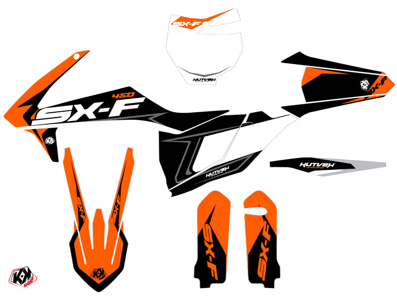 KTM 450 SXF Dirt Bike Halftone Grafikkit Schwarz Orange