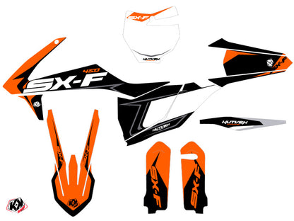KTM 450 SXF Dirt Bike Halftone Grafikkit Schwarz Orange