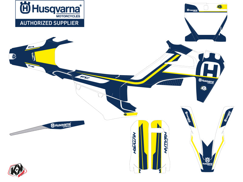 Husqvarna 450 FE Dirt Bike Heritage Grafik-Kit Blau Weiß
