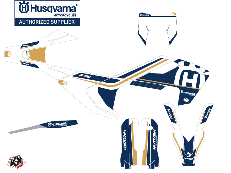 Husqvarna 450 FE Dirt Bike Heritage Grafik-Kit Weiß