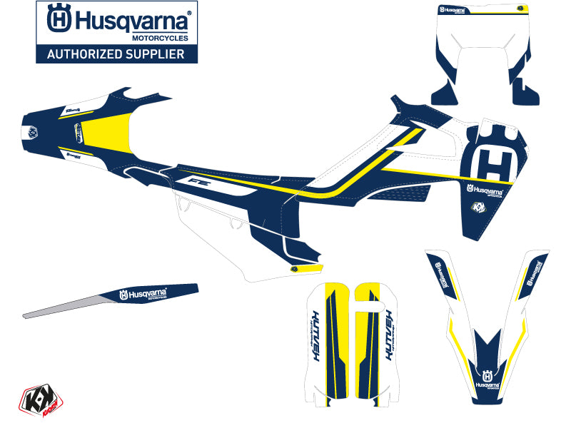 Husqvarna 501 FE Dirt Bike Heritage Grafikset Blau Weiß
