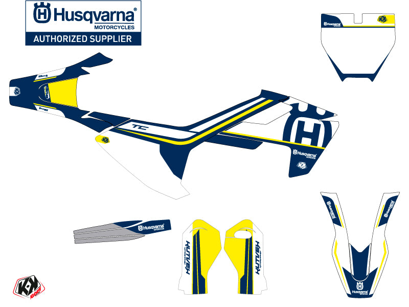 Husqvarna TC 50 Dirt Bike Heritage Grafik-Kit Blau Weiß
