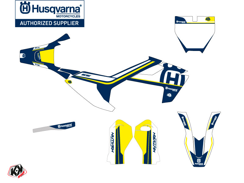 Husqvarna EE-5 Dirt Bike Heritage Grafik-Kit Blau Weiß