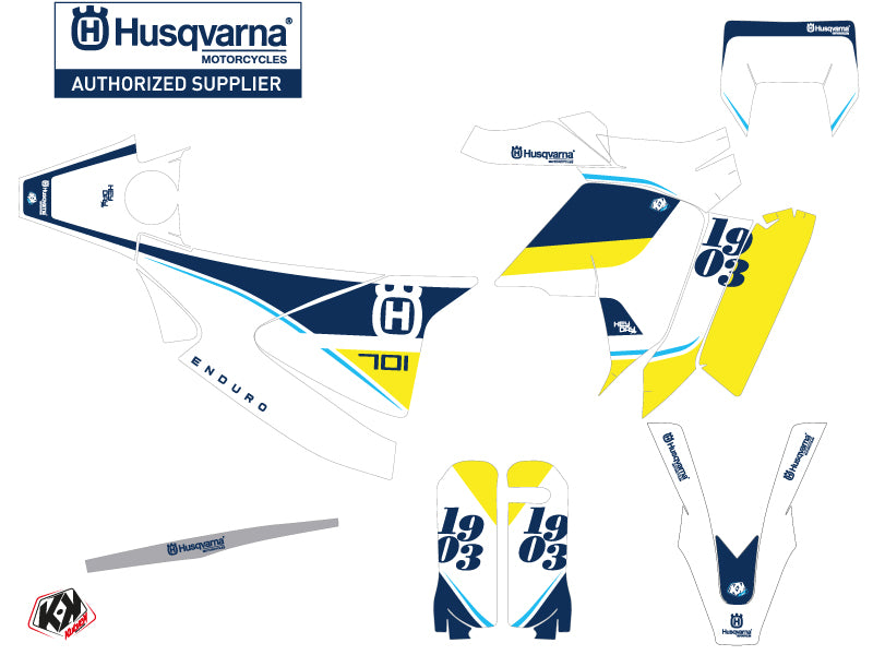 Husqvarna 701 Enduro LR Dirt Bike Heyday Grafikkit Blau Gelb