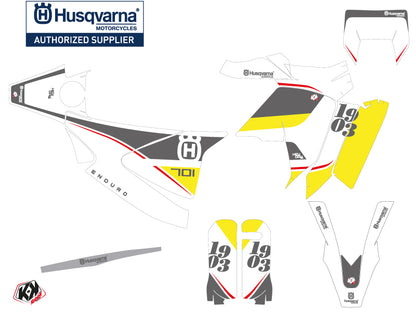 Husqvarna 701 Enduro LR Dirt Bike Heyday Grafikkit Grau Gelb