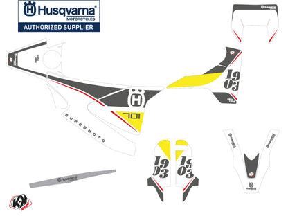 Husqvarna 701 Supermoto Straßenmotorrad Heyday Grafikkit Grau Gelb