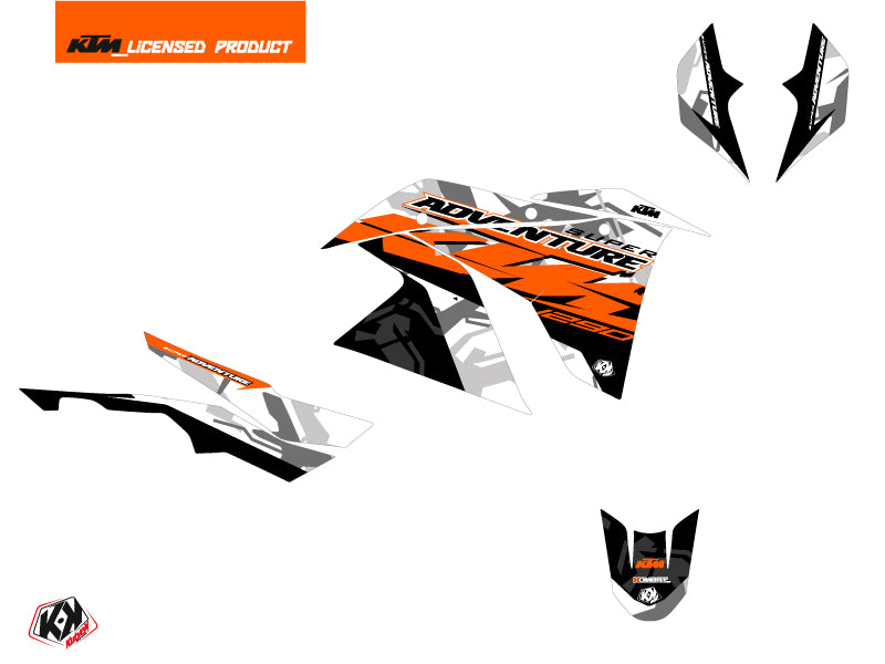 KTM 1290 Super Adventure R Straßenmotorrad Kombat Grafikkit Grau Orange