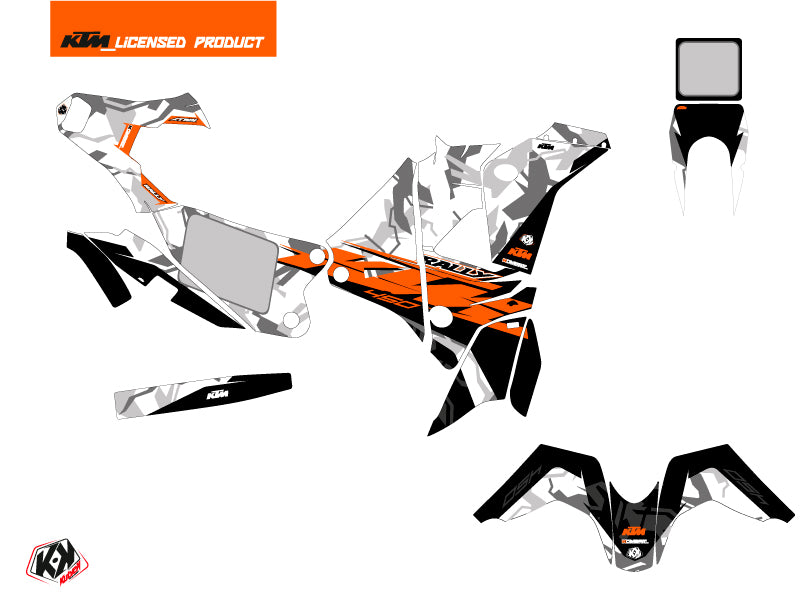 KTM 450 Rally Motocross Kombat Grafikkit Grau Orange