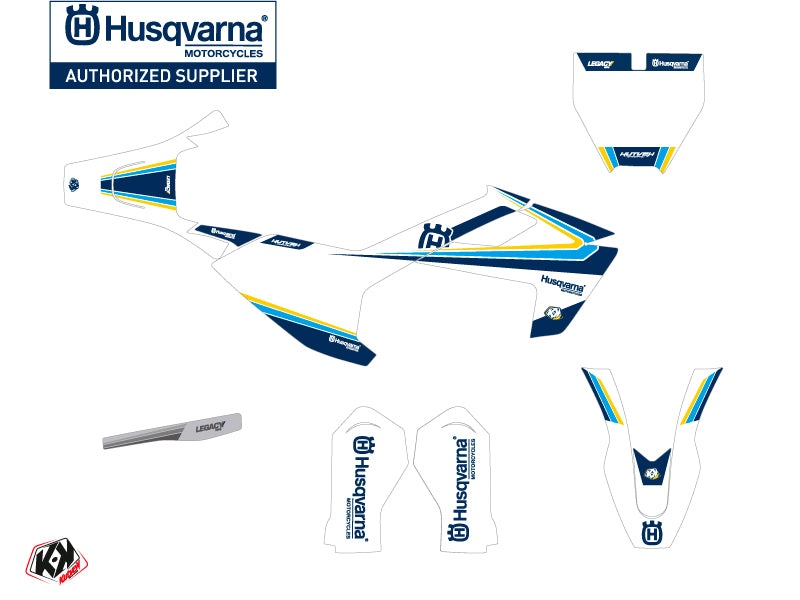 Husqvarna EE-5 Dirt Bike Legacy Grafikset Blau Gelb
