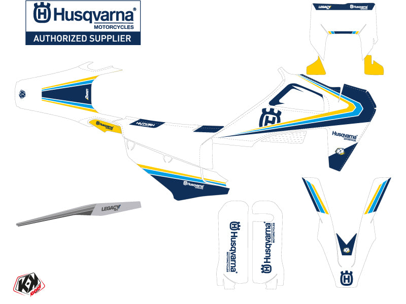Husqvarna 250 FE Dirt Bike Legacy Grafik-Kit Blau Gelb