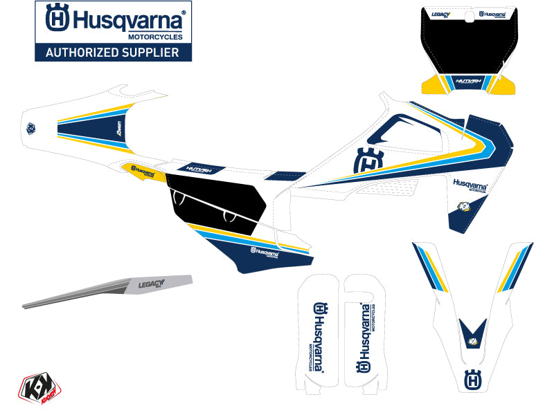 Husqvarna TC 125 Dirt Bike Legacy Grafik-Kit Blau Gelb