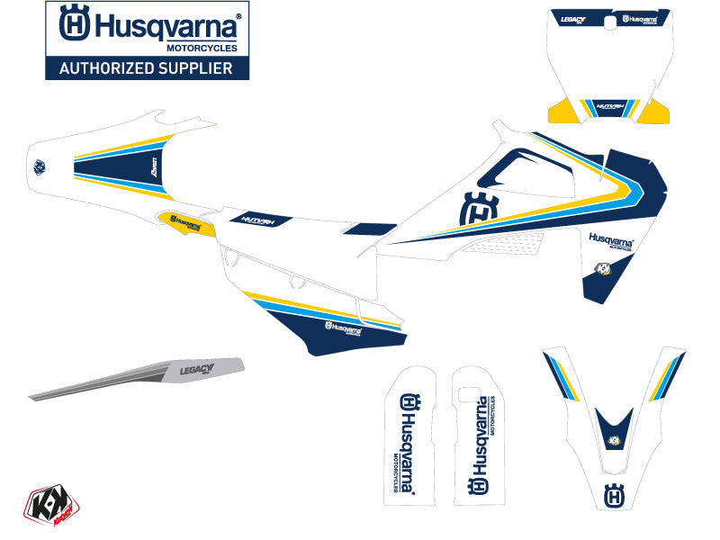 Husqvarna 450 FS Dirt Bike Legacy Grafik-Kit Blau Gelb