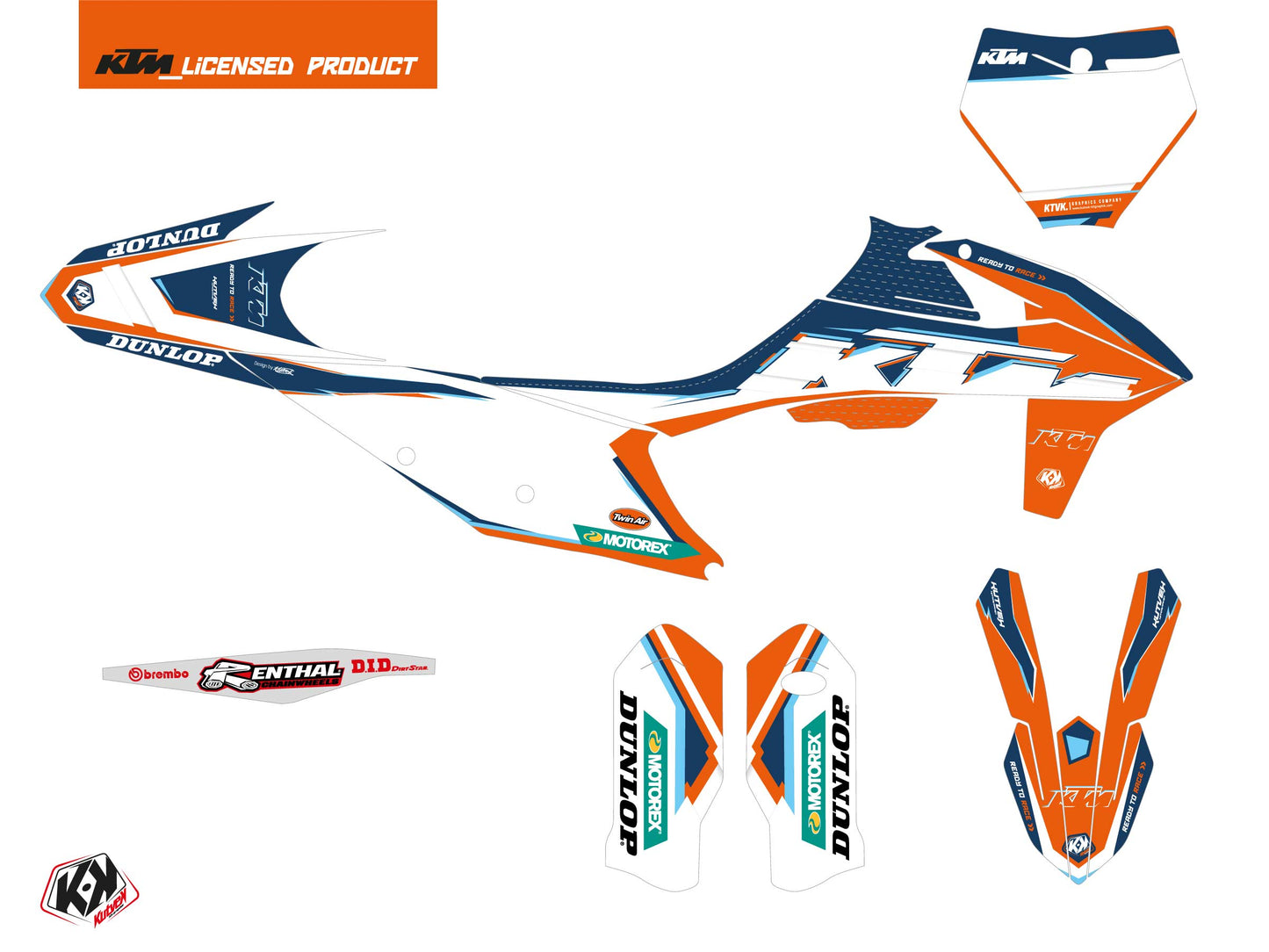 KTM 450 SMR Dirt Bike Origin-K22 Grafikkit Blau