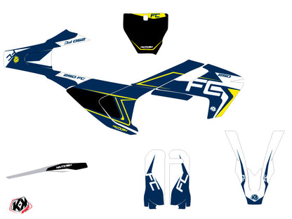 Husqvarna 250/450 FC Dirt Bike Halftone Grafik-Kit Blau Gelb