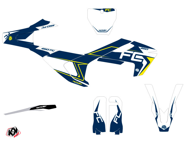 Husqvarna 250/450 FC Dirt Bike Halftone Grafik-Kit Blau Gelb