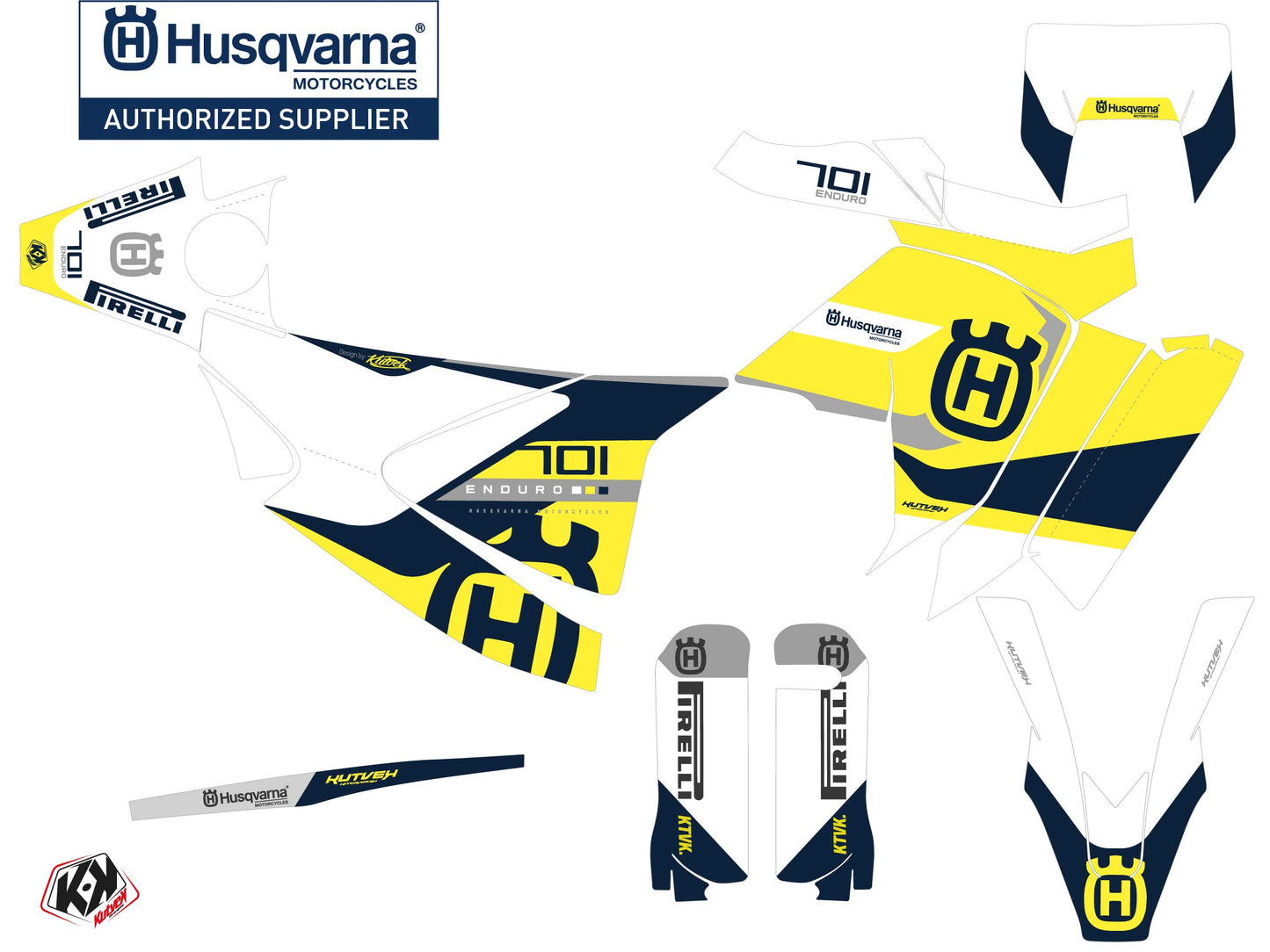 Husqvarna 701 Enduro LR Dirt Bike Reef Grafik-Kit Blau
